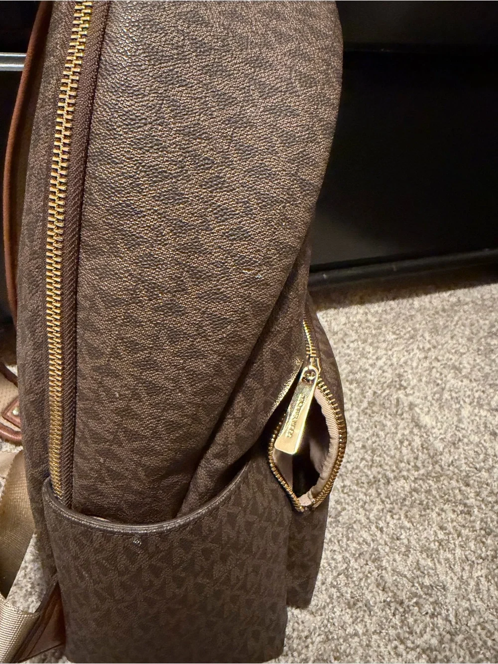 Michael Kors Brown Signature Logo Backpack